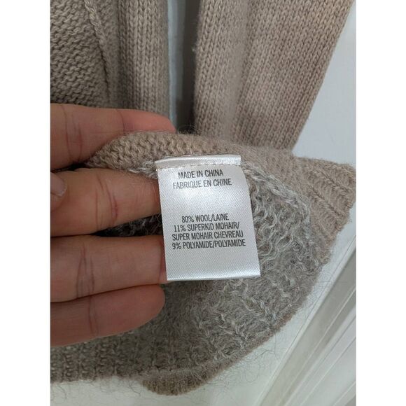 Theory Cardigan Sweater women's large tan mohair longer Neutral luxury - Picture 5 of 7